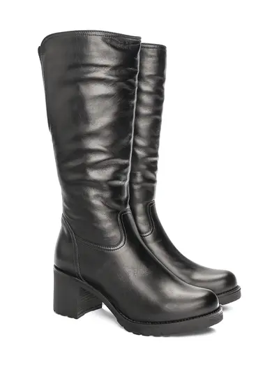 Сапоги черные кожаные